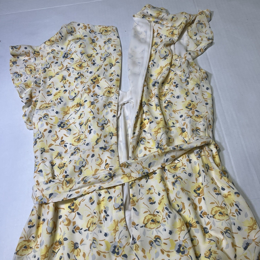 Lauren Ralph Women's Florals Georgette Flutter-Sleeve A-Line Dress Sz 14 Yellow - Picture 12 of 16